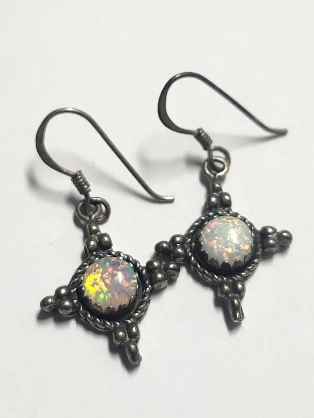 5 Star Sterling Silver Opal Drop Earrings 925